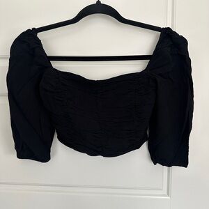 Wilfred Black Ruched Puff Sleeve Blouse